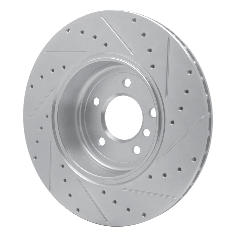 BMW 545I Brake Rotor (1) - Rear Left - R1 Concepts - Drilled & Slotted - Silver - `04-`10